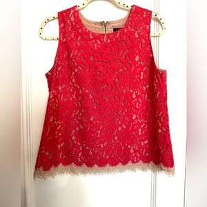 Ann Taylor Tomato Red Lace Tank Top